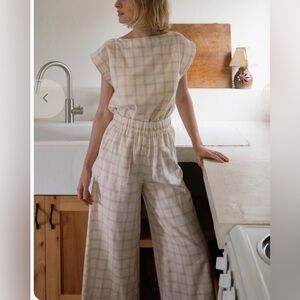 Laude the Label Everyday Crop Pant Mocha Windowpane Large